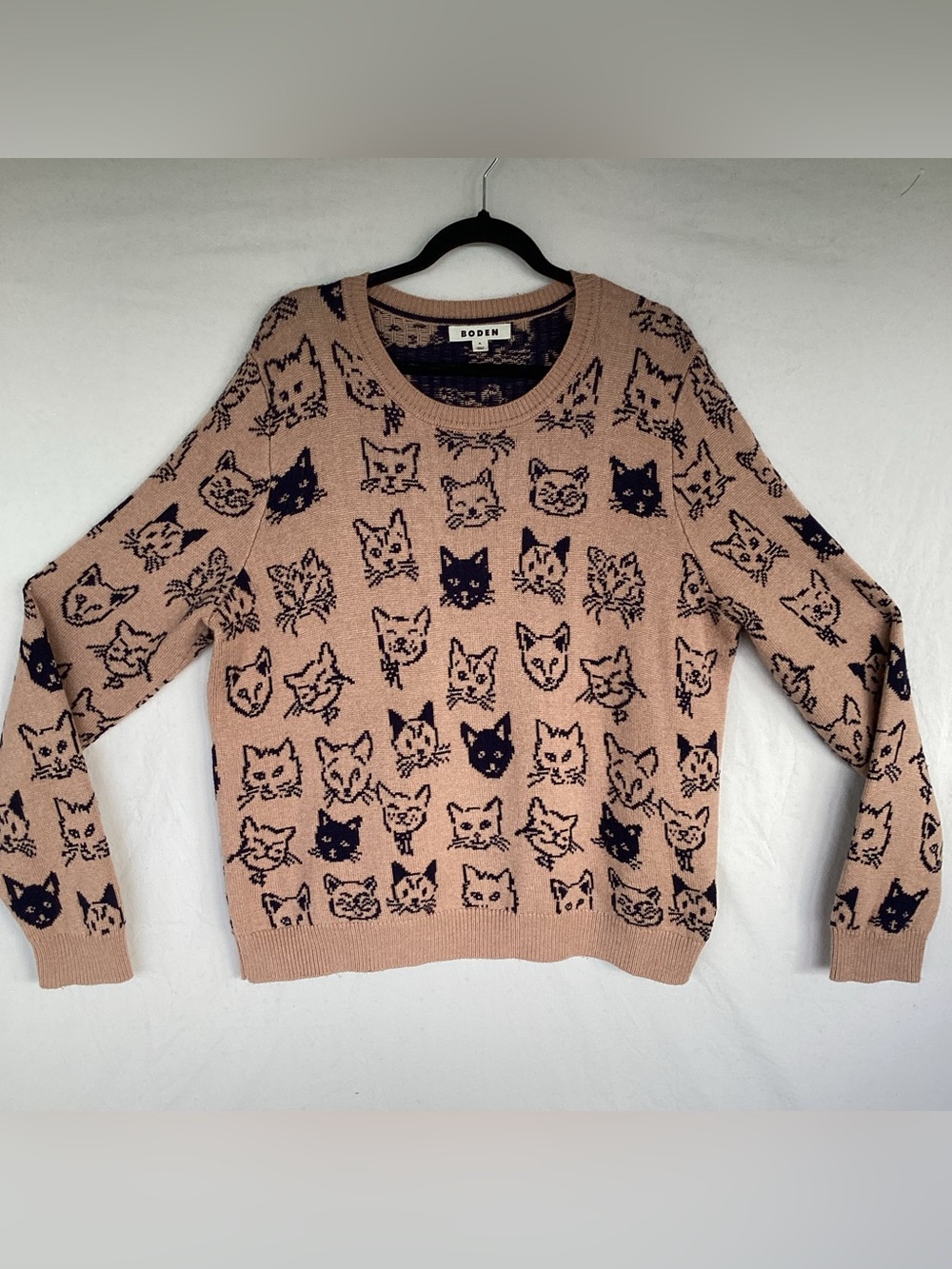 Boden Heather jacquard sweater cats all over